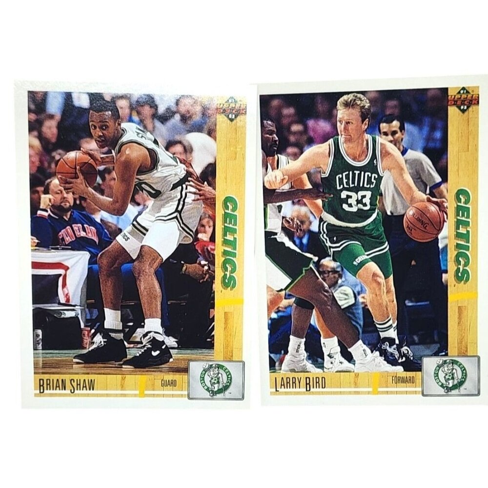 The Upper Deck 91/92 Boston Celtics Card Bundle Brian Shaw #346 & Larry Bird